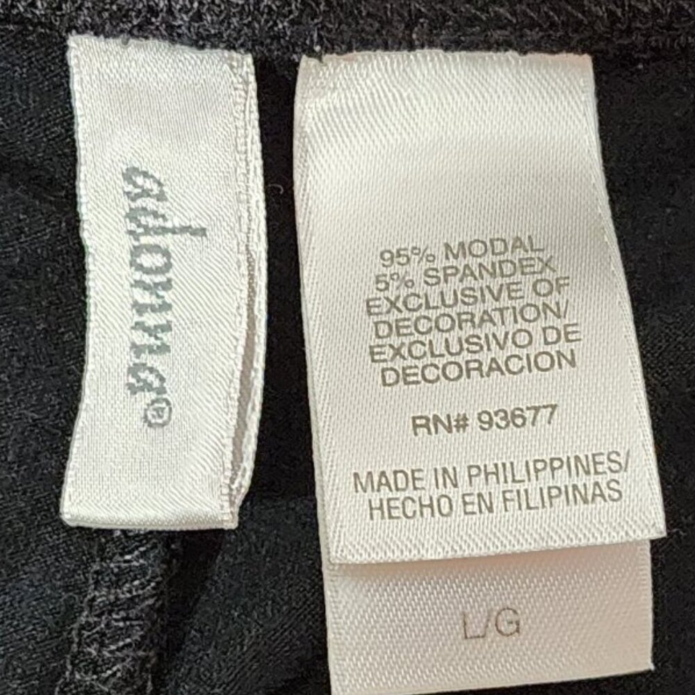 Adonna Black Modal Span Lace Hem Silk Adjustable Tie Waist Pajama Pants Size L - Picture 14 of 16
